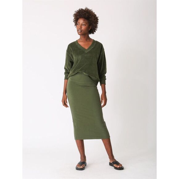 Electric & Rose Women's Ava Velour Sweatshirt Hunter Green Size S - Picture 2 of 10